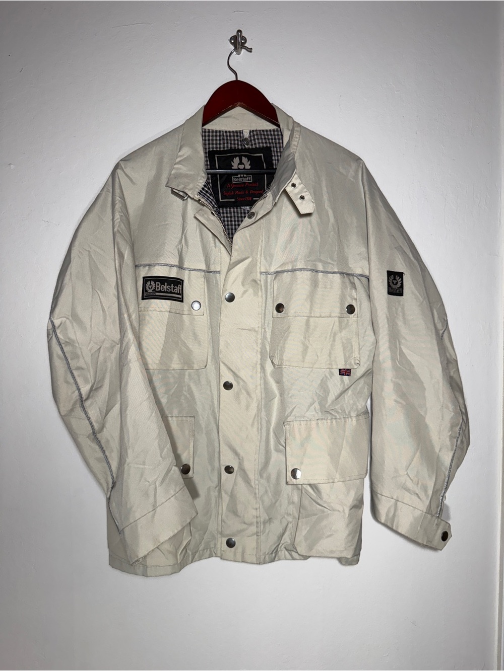 Vintage Belstaff Field Jacket Cream Cotton England 90s M